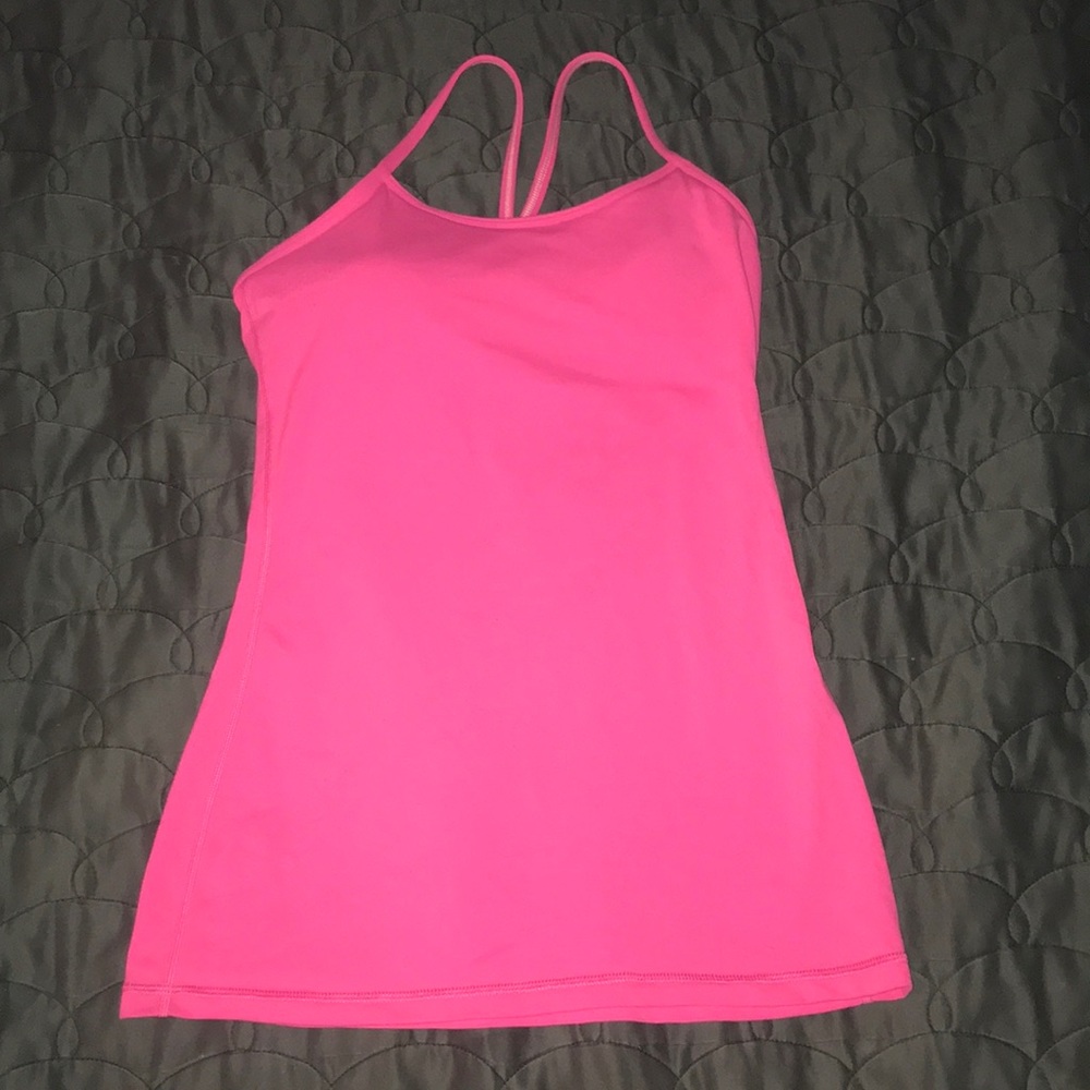 Pink lululemon power Y top, size 6